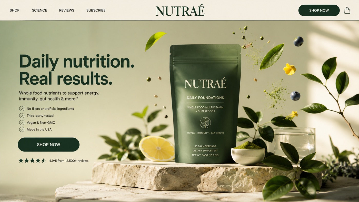 Nutraé store hero